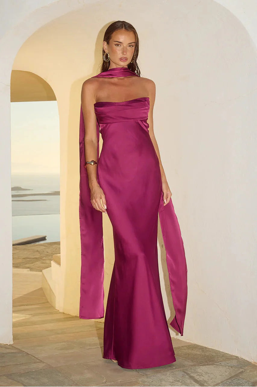Madeleine Strapless Maxi Dress - Plum (PREORDER)