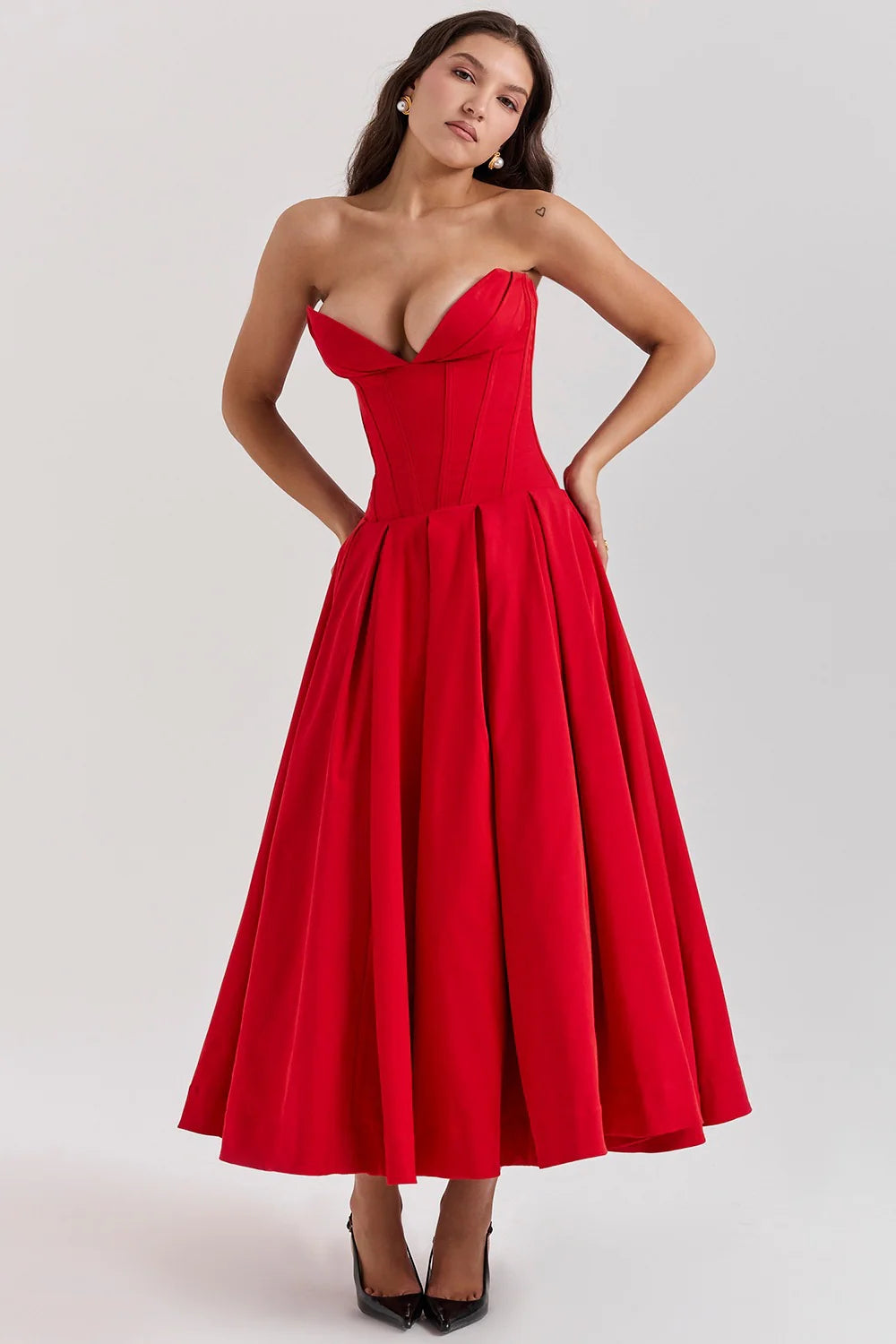 Livette - Strapless Corset Midi Dress