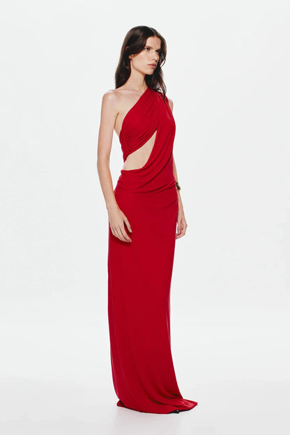 Misha Solstice Cupro Maxi Dress - Cherry