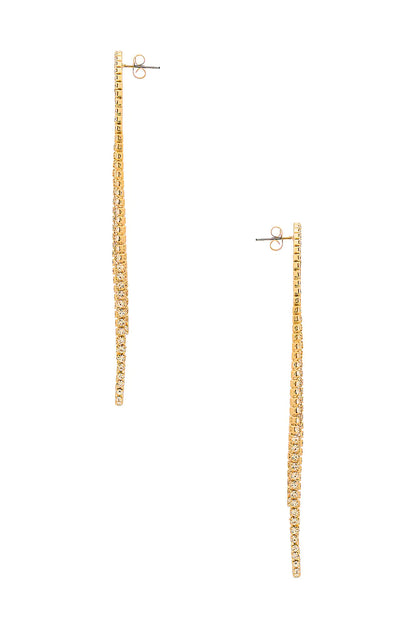 Crystal Drape Fringe Earrings - Gold