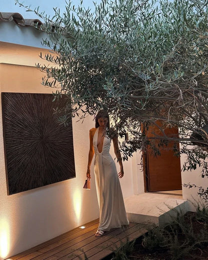 Jennifer Cupro Maxi Dress - White