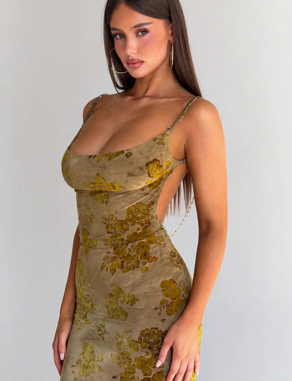 SPARROW MAXI DRESS - GREEN BURNOUT