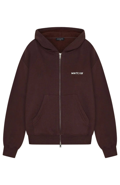 Test Drive Boxy Zip Front Hoodie Chocolate