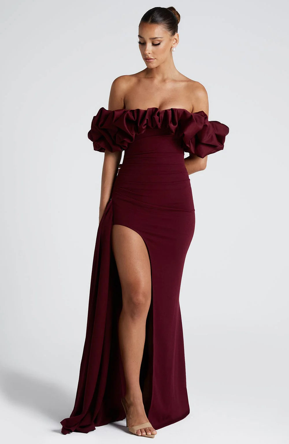 Livette - Ruffle Bardot Maxi Dress