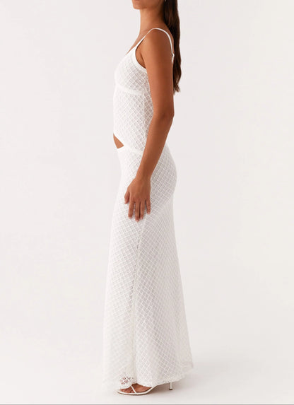 Livette - White Crochet Maxi Dress