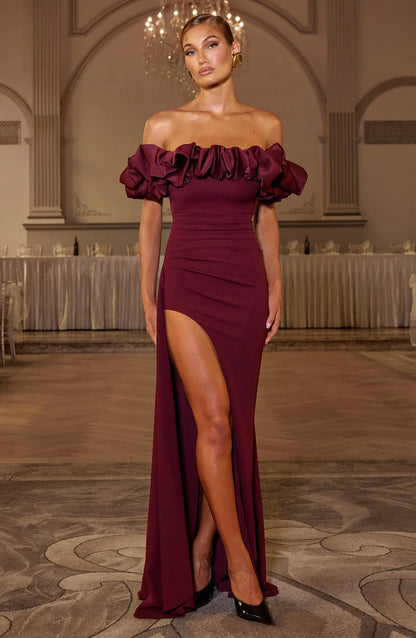 Livette - Ruffle Bardot Maxi Dress
