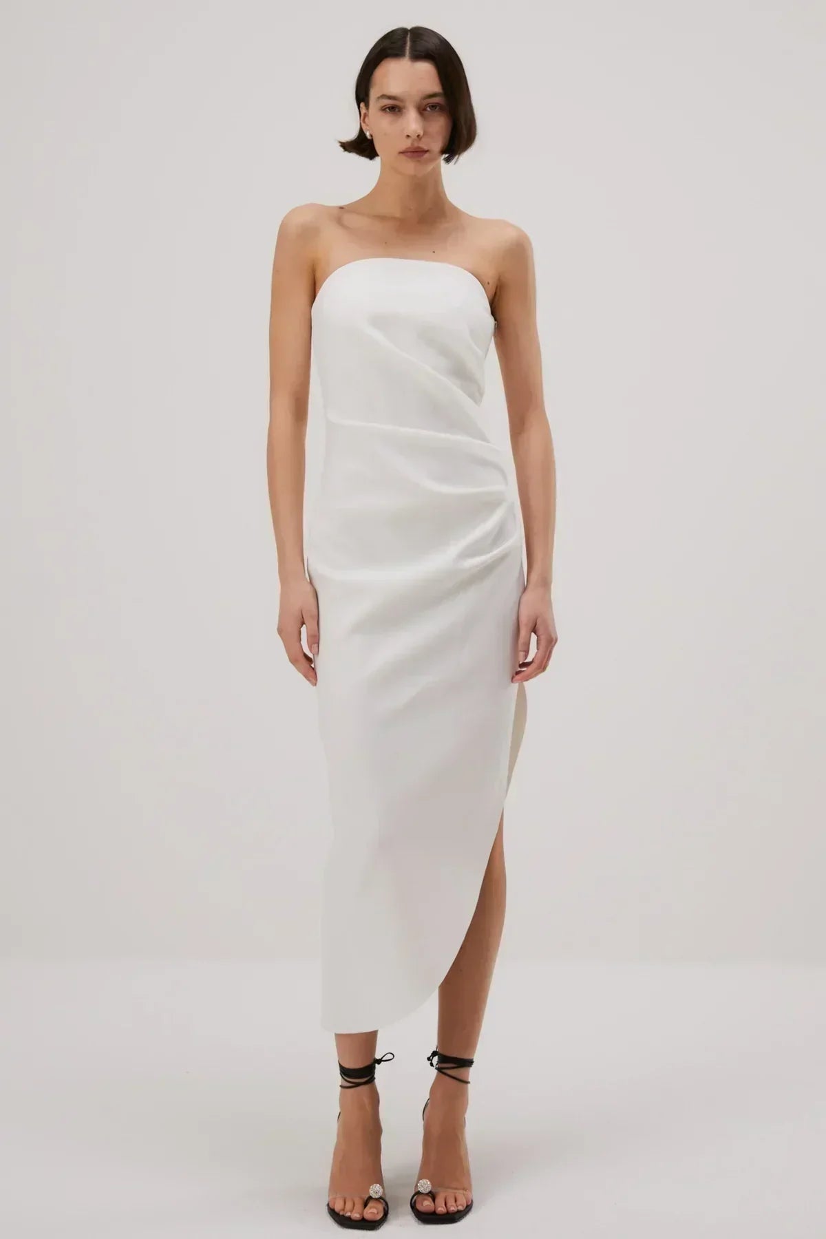 Misha Audrina Bonded Crepe Midi Dress - Ivory