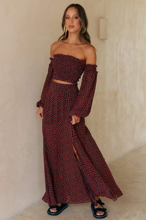 Hartley Maxi Skirt - Black Floral